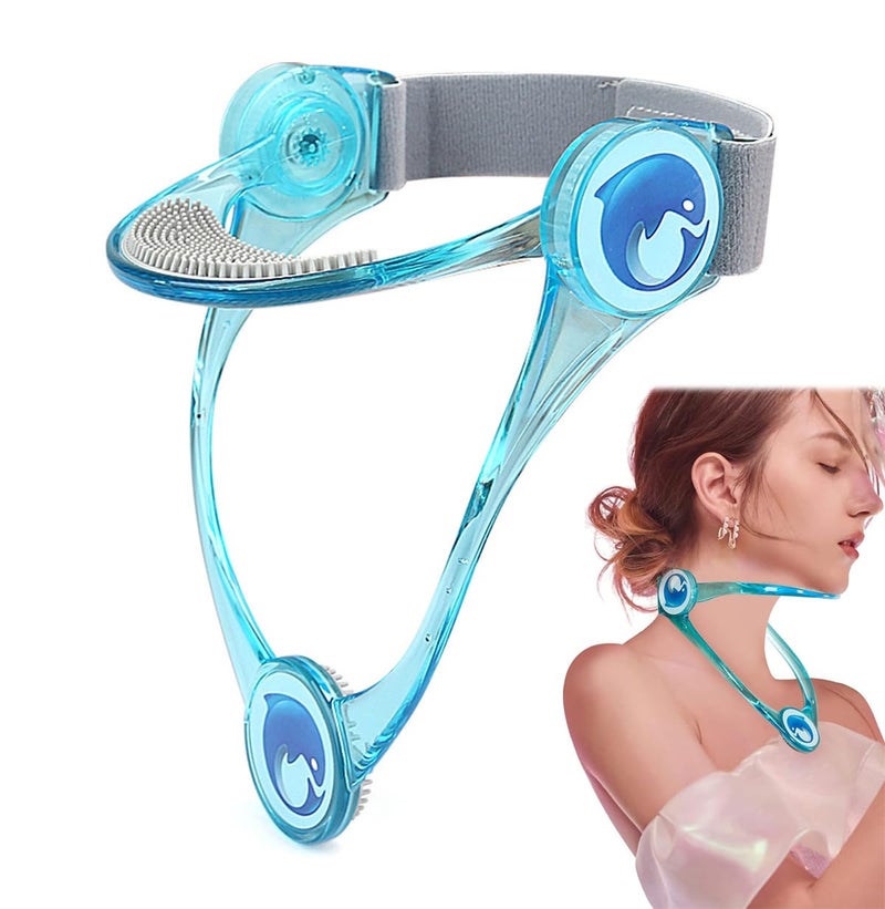 Xemz Adjustable Neck Support, Neck Brace Cervical Collar, Portable Neck Traction Device Neck Stretcher Forward Head Neck Posture Corrector for Women and Men Cervical Spine Pressure Relief (Blue)